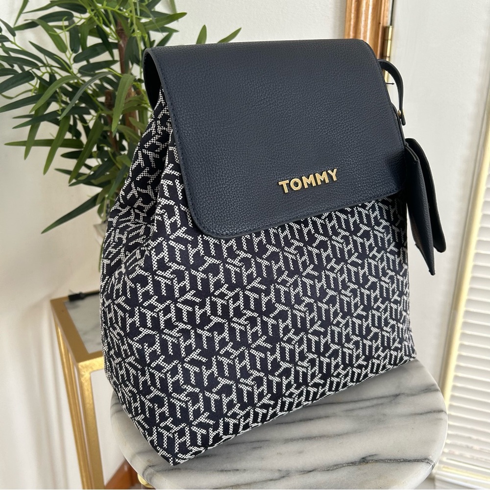 Tommy Hilfiger Blue  and White Monogram Backpack